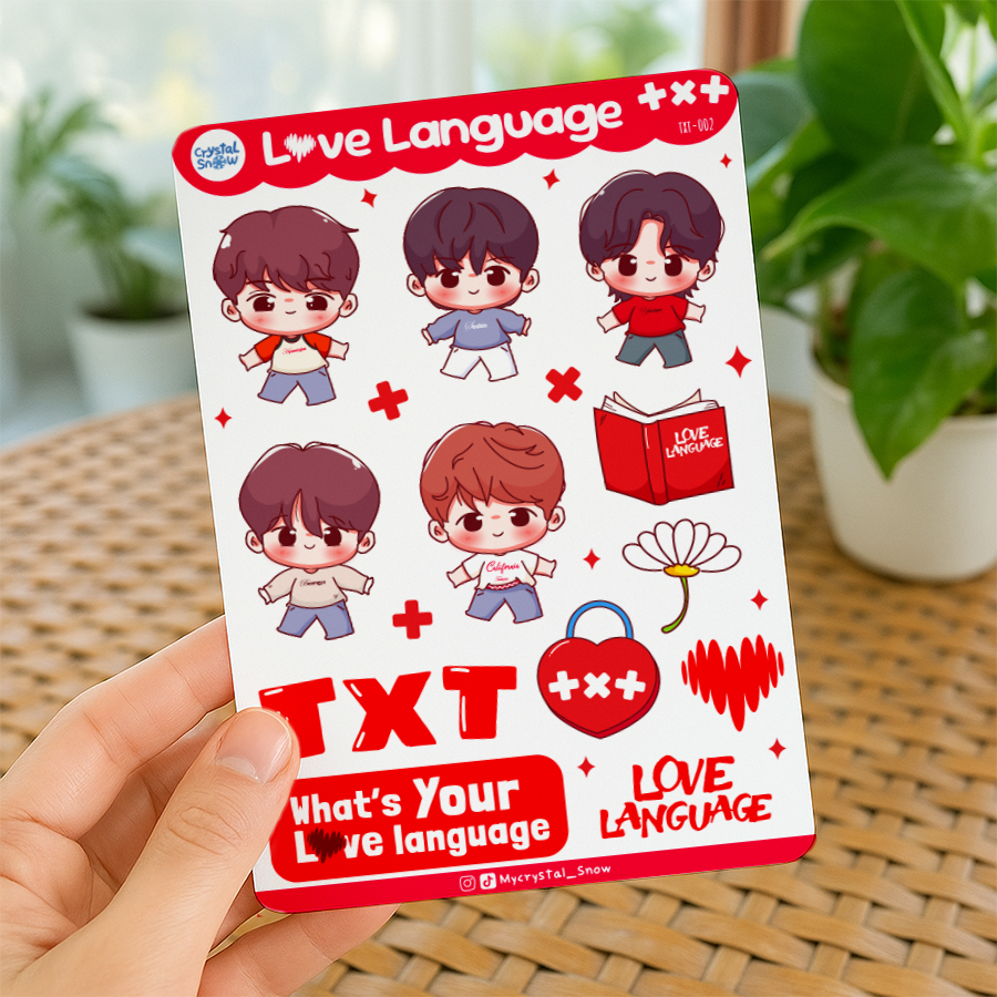 Sticker Kpop TXT Chibi Fanart MOA Love Language Sticker Sheet [TXT-002]