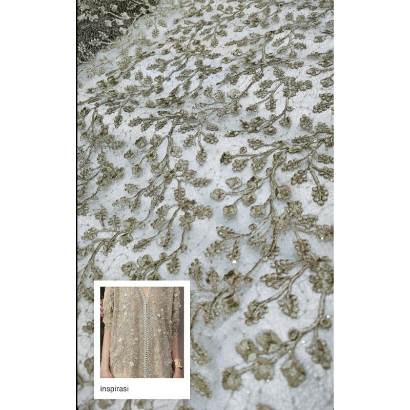 tille spider Payet / tille motif Payet 3D / kain kebaya / harga persetengah meter