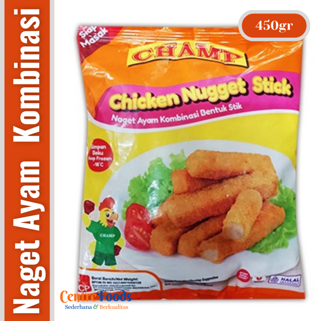 

Naget Ayam Kembinasi Bentuk Stik - Chicken Nugget Stick CHAMP | 450gr [ Harga Per BKS ]