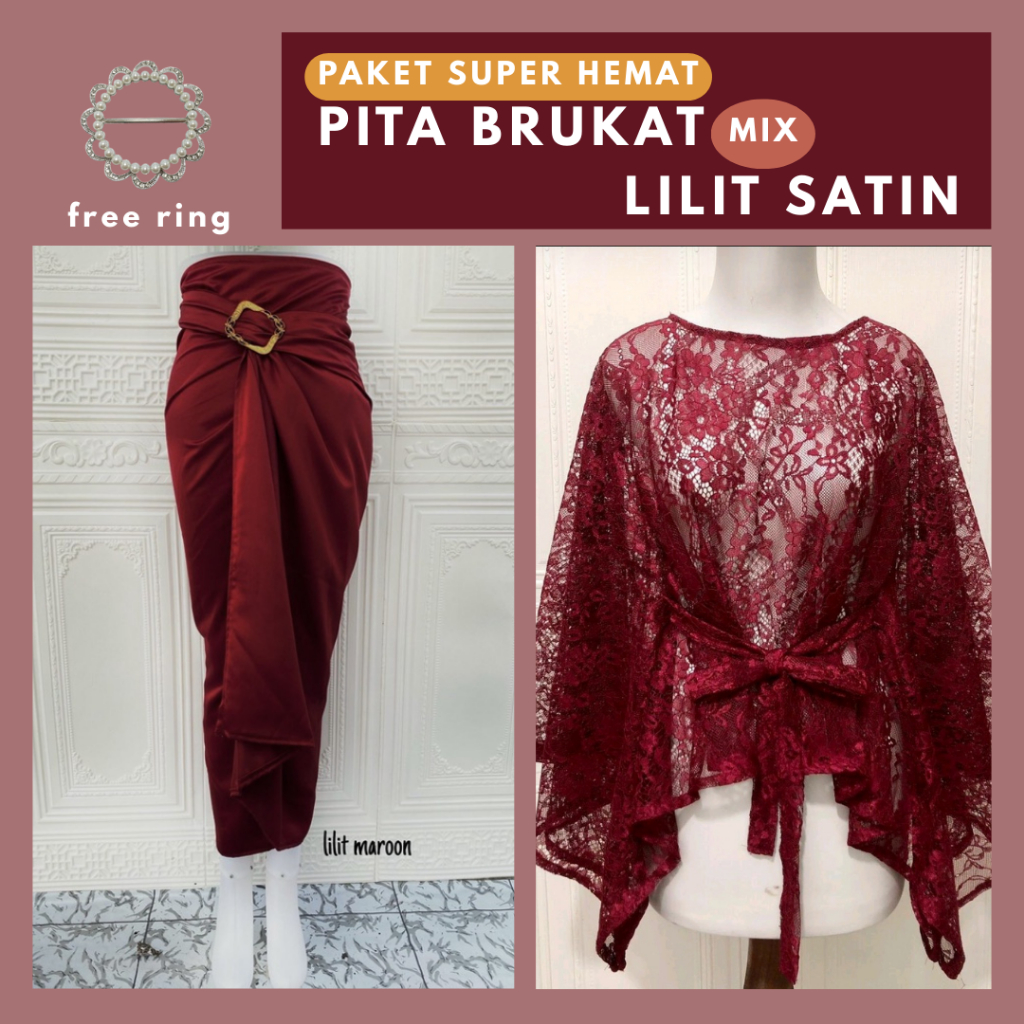 Big sale fashion kebaya brukat paket 3in1 One set Setelan Kebaya Hijab Setelan Kebaya Modern Pesta W