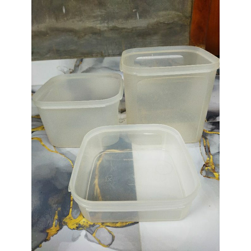 base tanpa tuturp tutup toples mm square 1 liter dan 2,6 liter tupperware second preloved