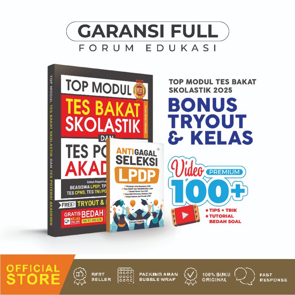 BUKU SKOLASTIK DAN TPA LPDP 2025 TOP MODUL TES BAKAT SKOLASTIK & TES POTENSI AKADEMIK LPDP 2025 TERU