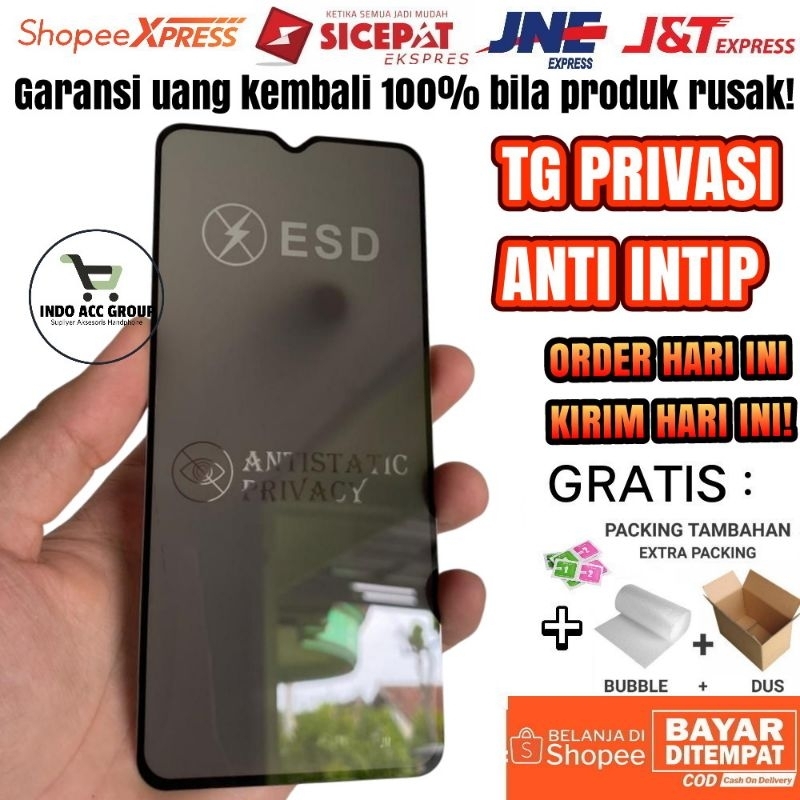 Tempered Glass kaca Tg anti SPY privacy OPPO A8 A17 A17K A18 A31 A33 A35 A38 A2X A3 A3X A3 PRO A5 PR