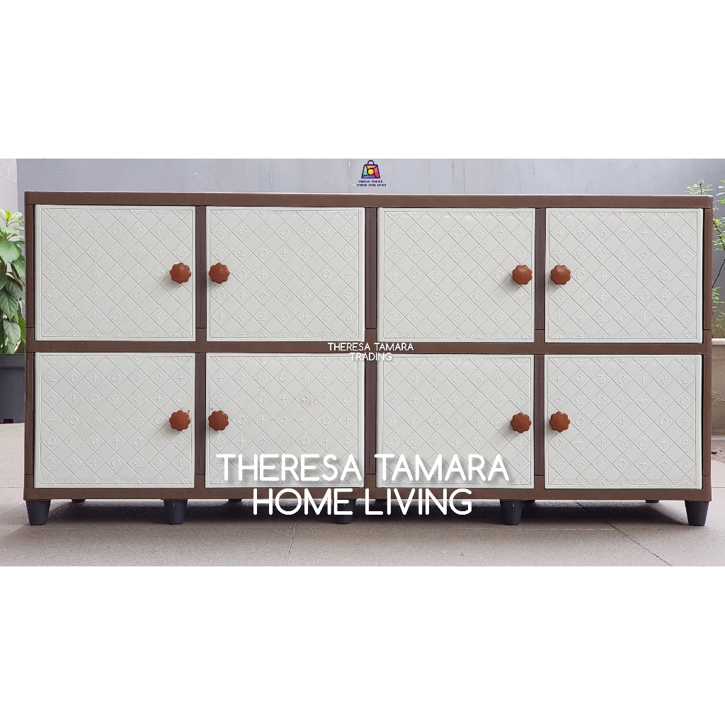 LEMARI PLASTIK MEJA RAK TV CLUB QUATRO 2 MEJA TV LED 8 PINTU SERBA GUNA