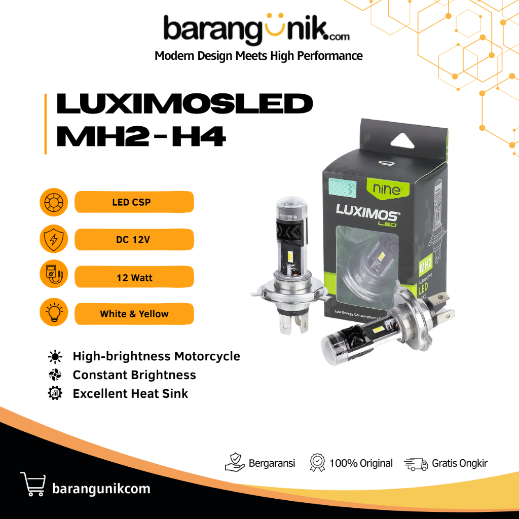 Lampu Depan Motor LED H4 12W DC Super Terang Putih Kuning Premium Vixion Scoopy Verza MH2 LUXIMOS