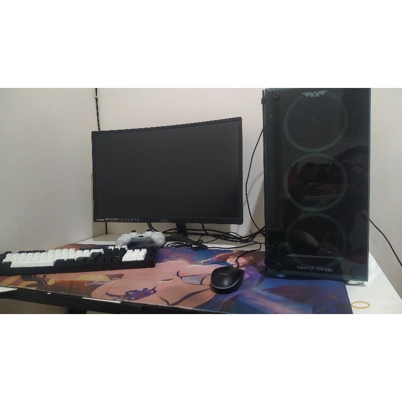 FULLSET RAKITAN NVIDIA GAMING PC SECOND LIKE NEW INTEL I3-10100f RAM 16GB SSD 128GB HDD 1GB