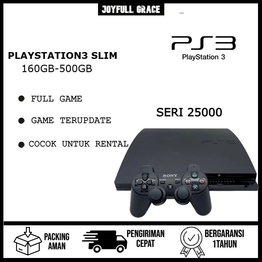 PS3 Slim Playstation 3 Slim Seri 25 HDD 500GB Full Game TerUPDATE 2 Stik