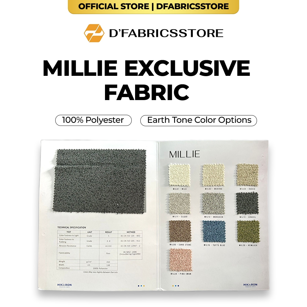 Kain Millie - Kain PVC Tebal Premium untuk Dipan Sandaran Kursi Sofa 100% Polyester Exclusive Fabric