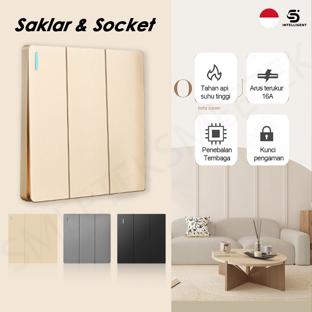 Sakelar Saklar Lampu 3 Gang 1 Arah 2 Arah Saklar On Off Saklar Listrik Push Button 3 Tembok