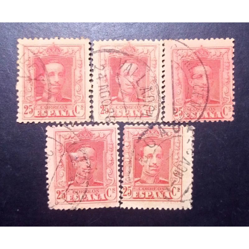 

Perangko Spanyol 25 Ct Raja Alfonso XIII 1922 Used 5 Pcs