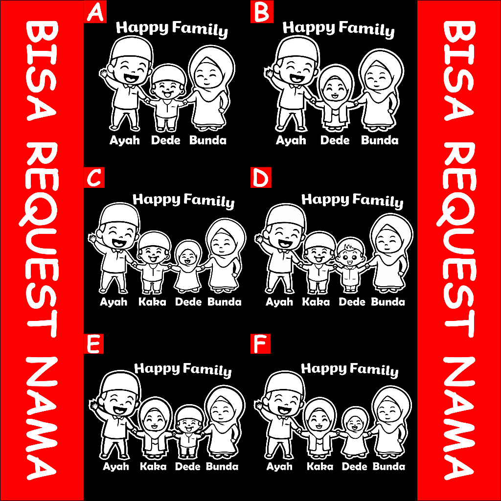 Cutting Sticker Happy Family Muslim Stiker Mobil Kaca Belakang