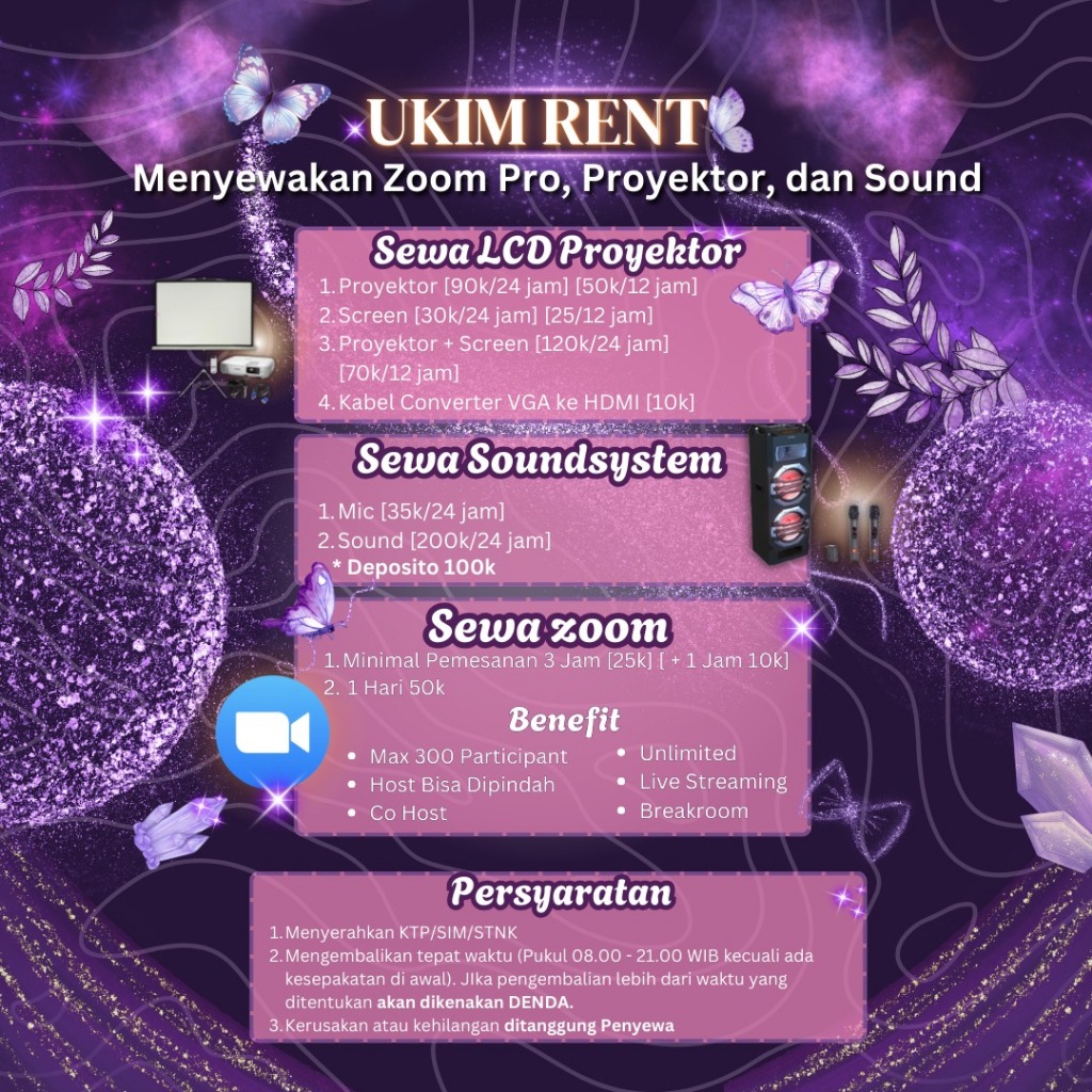 Ukim Rent: Sewa LCD Proyektor, Sound System, & Akun Zoom - Solusi Acara & Meeting Anda