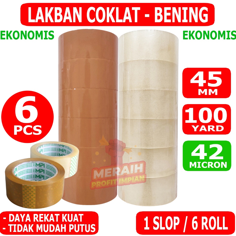 

1 SLOP Lakban Bening Coklat 1 Yard Lakban MPI 45 mm x 1 Yard Paket Hemat Termurah KODE R9T5