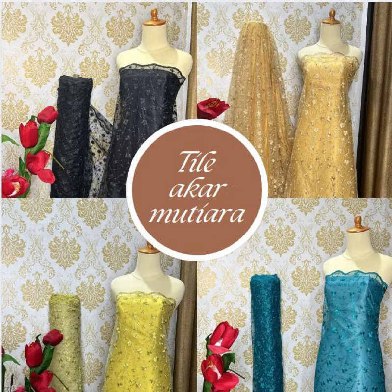 BAHAN KAIN TILE AKAR PADI MUTIARA GLITER / BAHAN TILE AKAR MUTIARA / KAIN BRUKAT AKAR MUTIARA