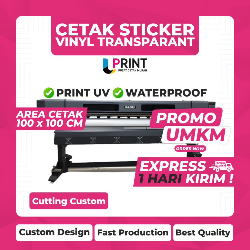 

CETAK STIKER CUSTOM METERAN UV BAHAN VINLY TRANSPARANT