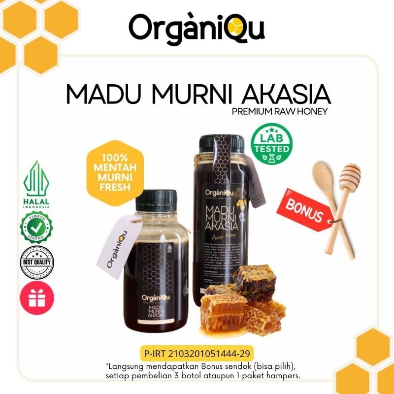 

ORGANIQU Premium Raw Honey Madu AKASIA Madu Murni Mentah Akasia_Suplemen Untuk Demam
