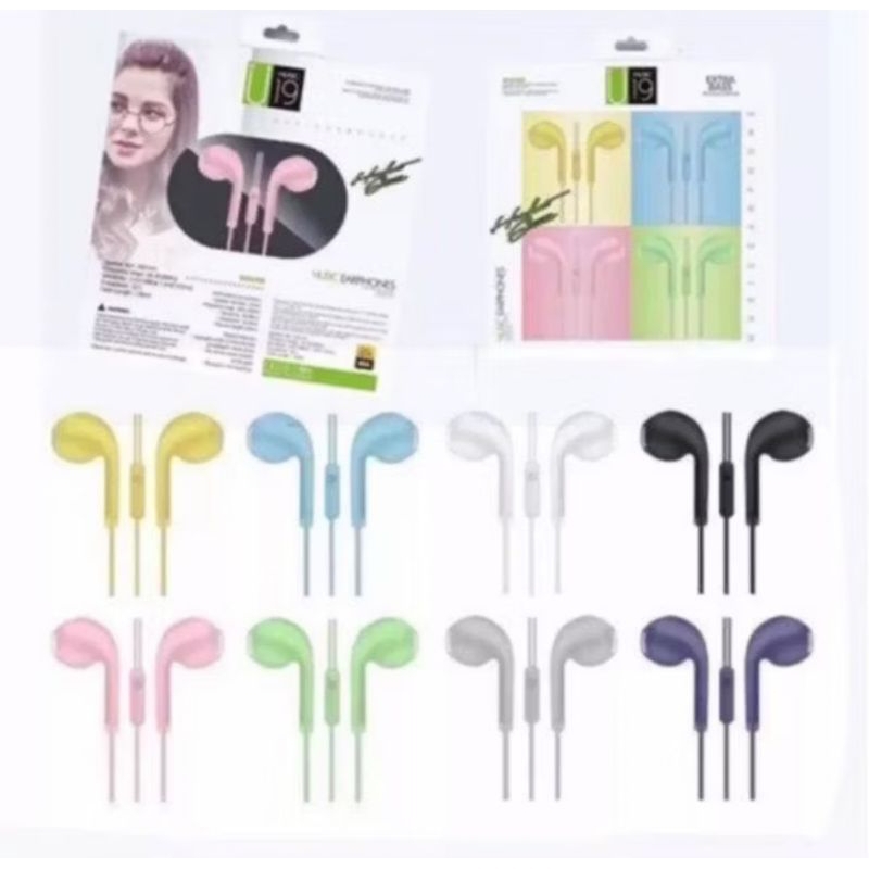 Earphone Stereo U19 Macaron Handsfree Extra Bass Earphone U 19