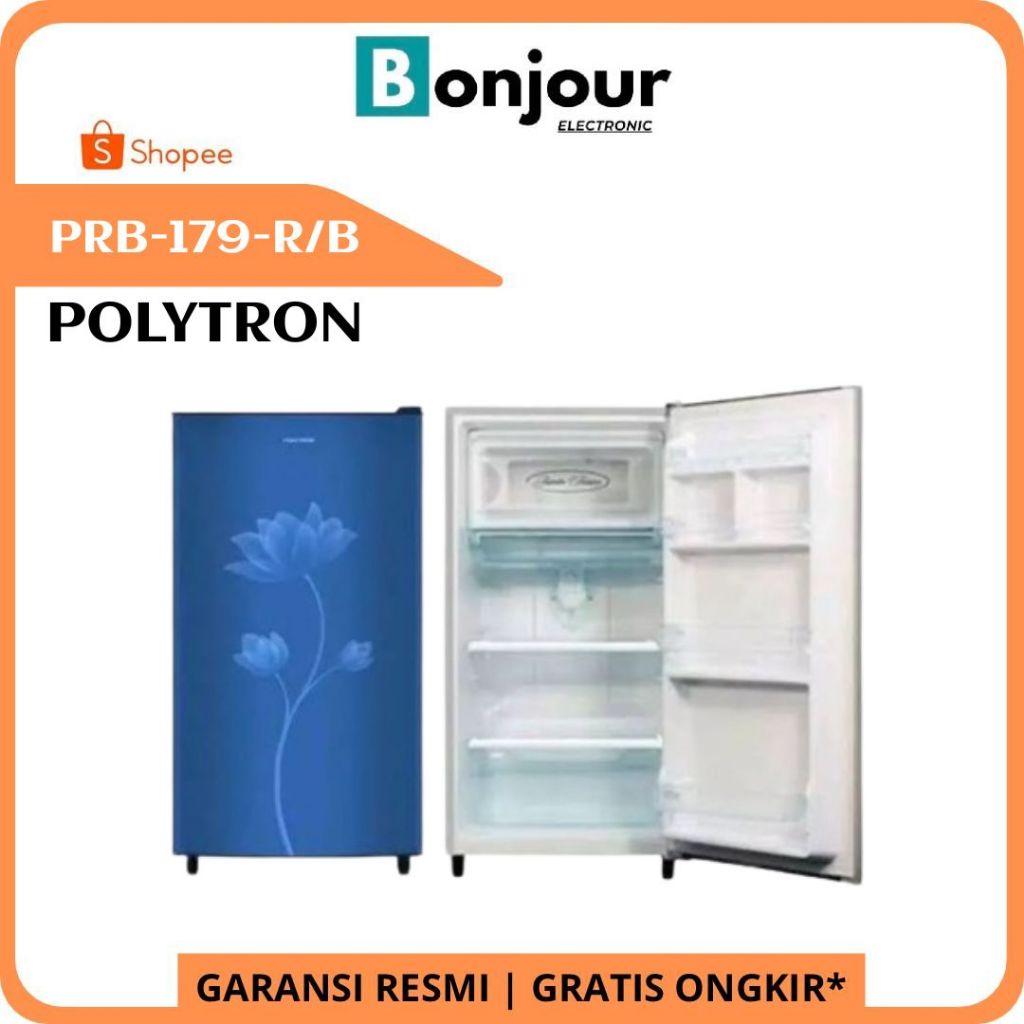 Kulkas Polytron PRB-179-R/B 170 Liter Kulkas 1 Pintu Polytron PRB179 Metal Door
