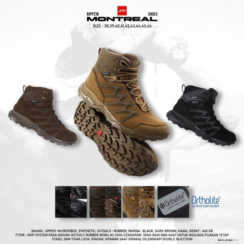 Sepatu Hiking Pria MONTREAL WATERPROOF AREI OUTDOORGEAR - SEPATU GUNUNG REI MONTREAL WATERPROOF - SE
