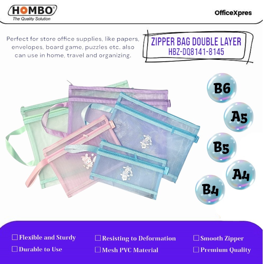 

Double Layer Map Zipper Sleting Jaring / Ziper Bag Nylon Mesh Melody / Map Sleting 2 Layer Kuromi / Zipper Bag Teddy Bear A6, A5, B5, A4, B4