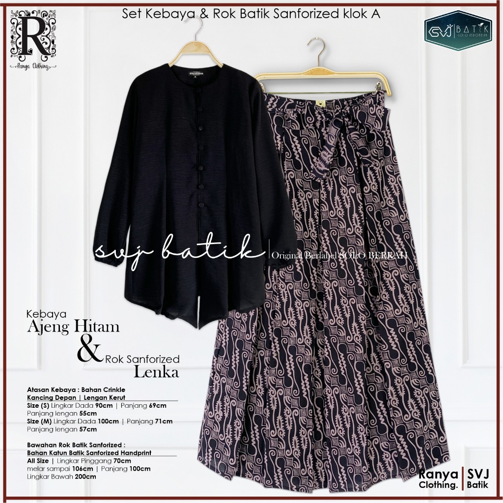 Setelan Kebaya Polos Hitam Dan Rok Batik Klok A Katalog 1