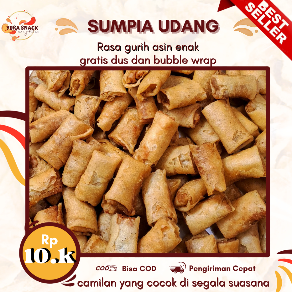 

Sumpia Premium Rasa Udang Renyah Camilan Kiloan Kemasan 250gr,500gr,1000gr