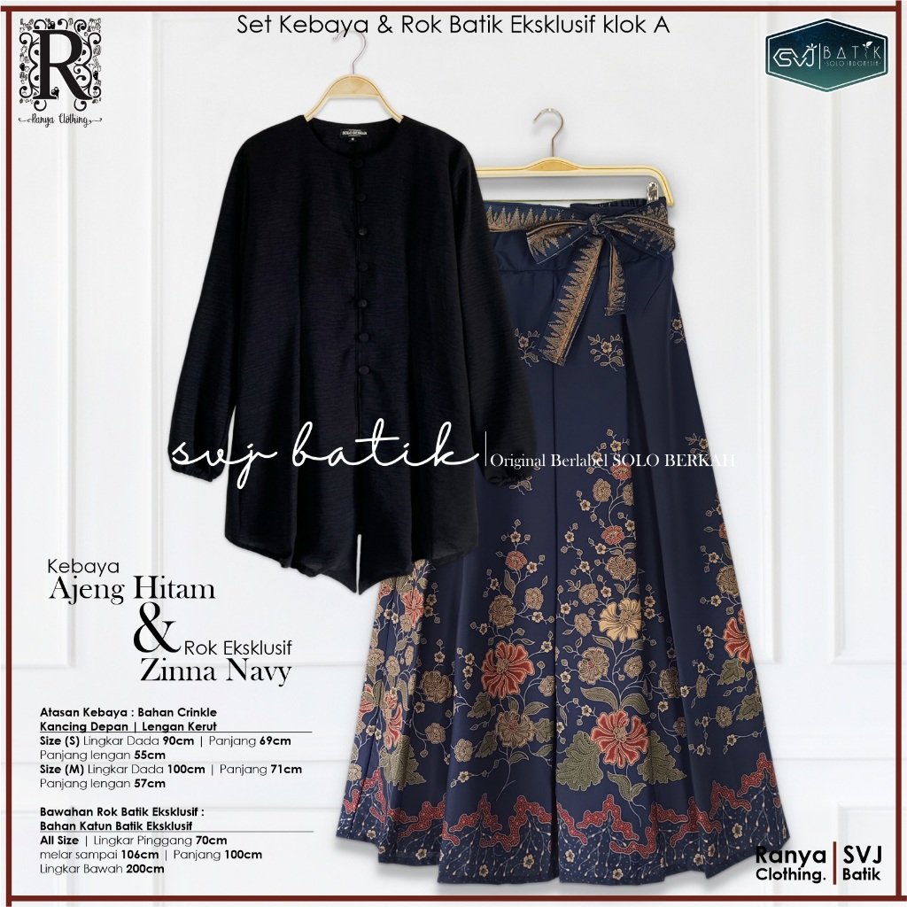 Setelan Kebaya Polos Hitam Dan Rok Batik Klok A Katalog 2
