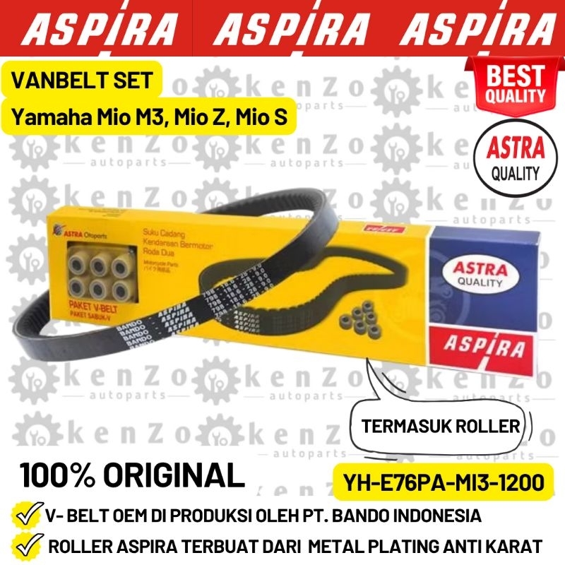 Bando Paket Van Belt Vanbelt Roller Yamaha Mio M3, Mio Z, Mio S Aspira Astra Quality V belt MI3 OEM