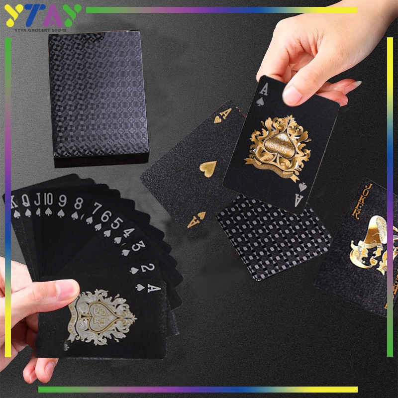 Kartu Poker Anti Air Premium PVC Foil Plastik Hitam 54 Lembar Tahan Lama