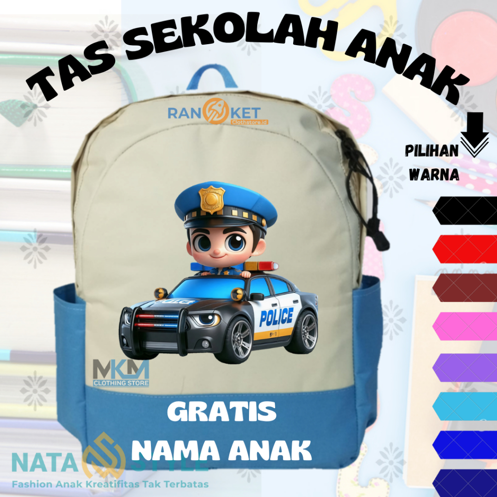 Tas Sekolah Anak Profesi Polisi/Police I Tas Ransel Anak Profesi Polisi/Police  {FREE CETAK NAMA}