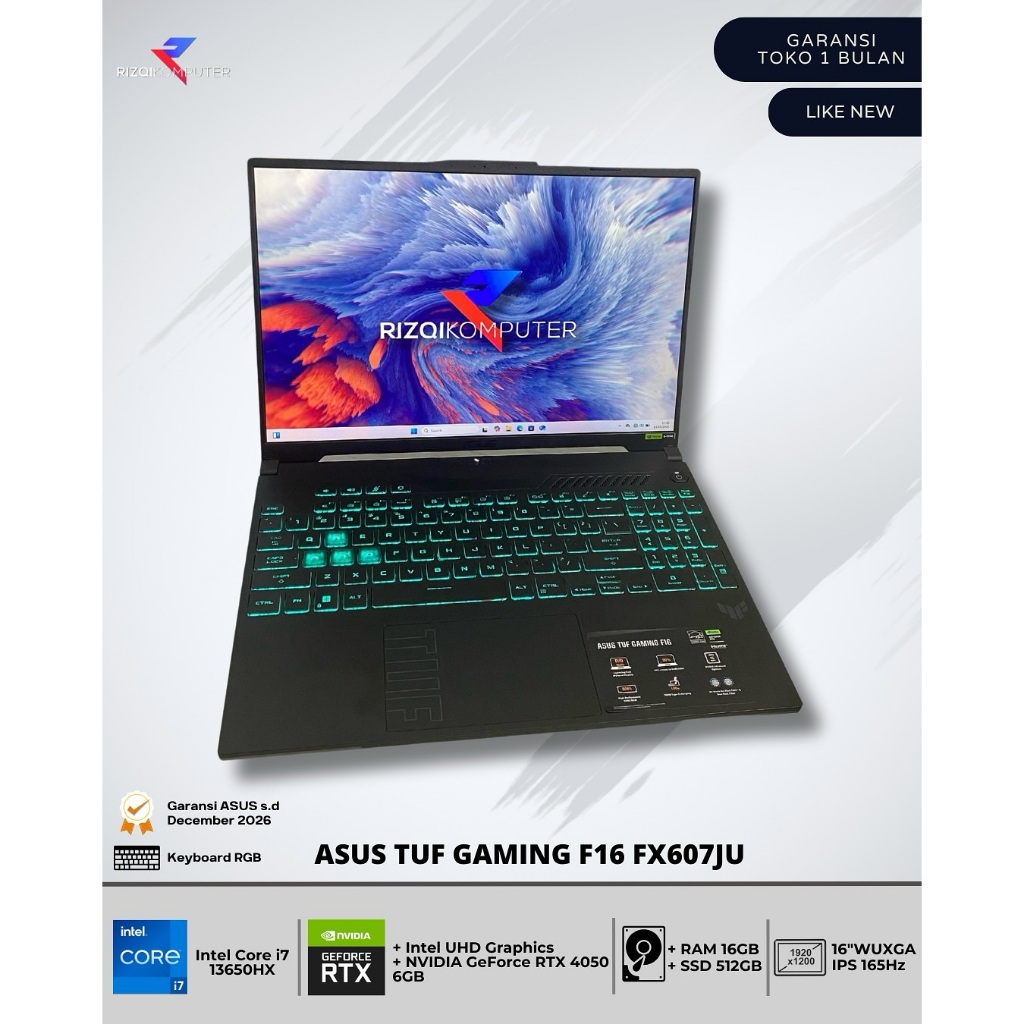 Asus TUF Gaming F16 FX607JU Intel Core i7-13650HX Ram 16GB SSD 512GB sbaya