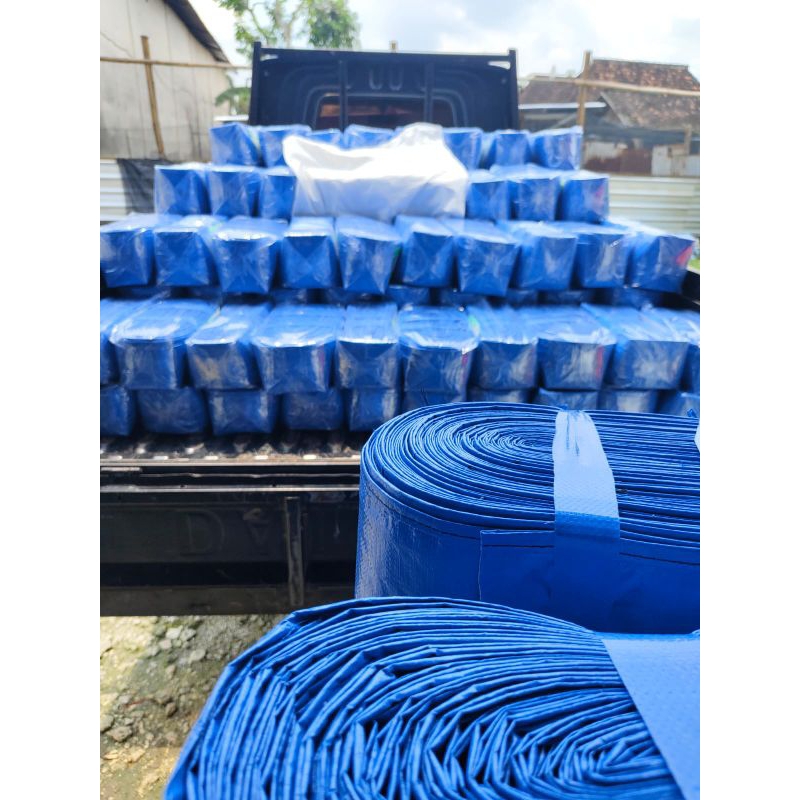 Selang Terpal Lapisan Plastik 6 Dim/inch Panjang 50 Meter Grade A+ Cap Badak