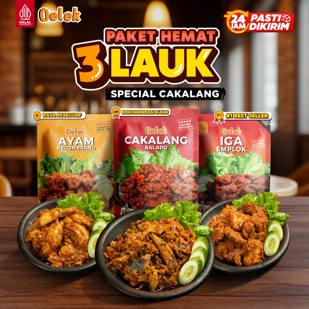 

Paket Hemat Special Cakalang / Ayam Kecombrang / Iga Emplok / Cakalang Balado / Ceker Emplok / Cumi Cabe Ijo / Cumi Jeletot /Lauk Siap Saji