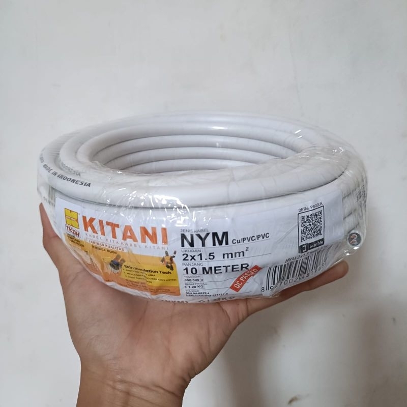 KABEL KITANI PANJANG 10meter NYM 2x1,5mm²(KAWAT)SNI