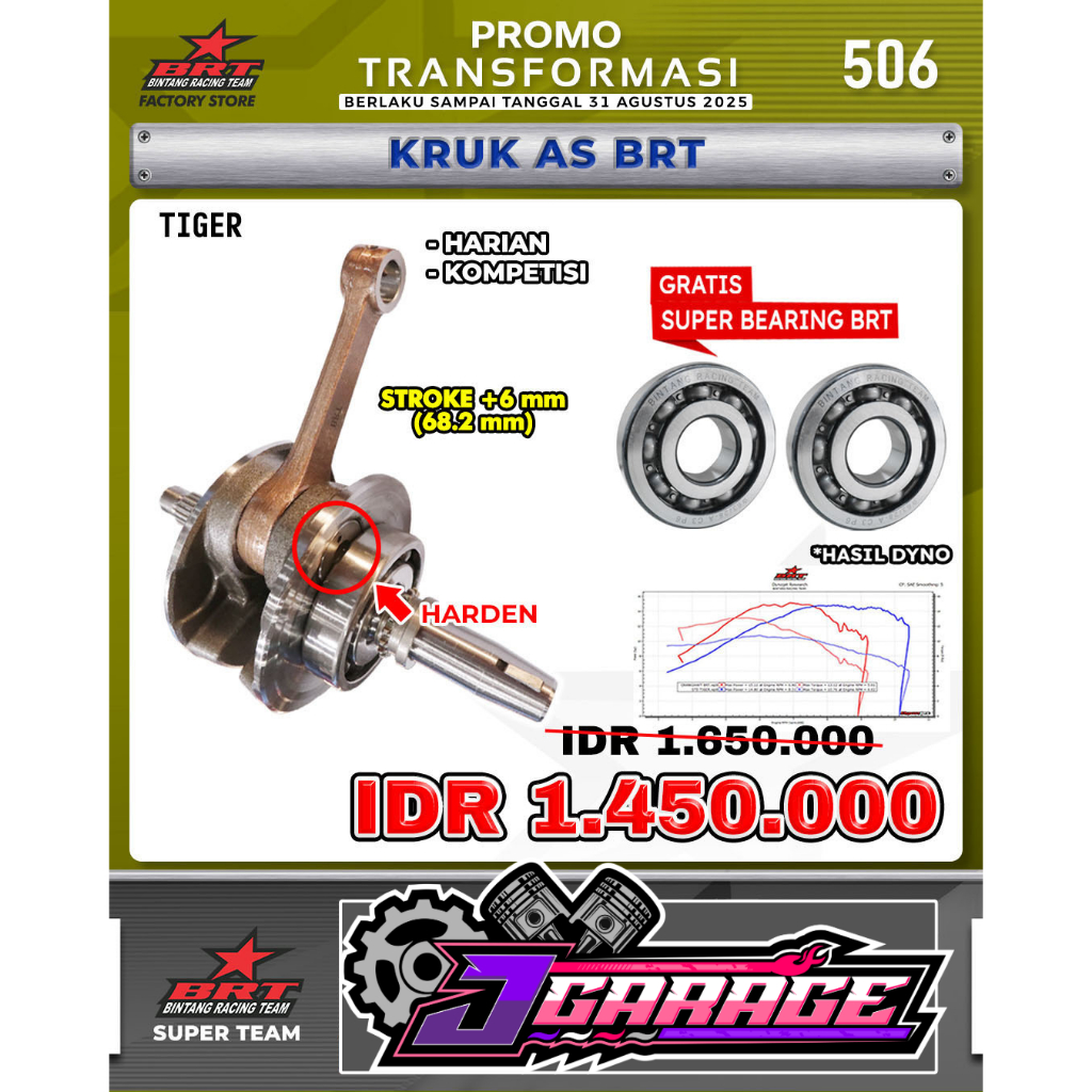 KRUK AS BRT - TIGER / MEGA PRO OLD / GL SERIES /SUPER CRANKSHAFT  KRUK AS RACING BRT