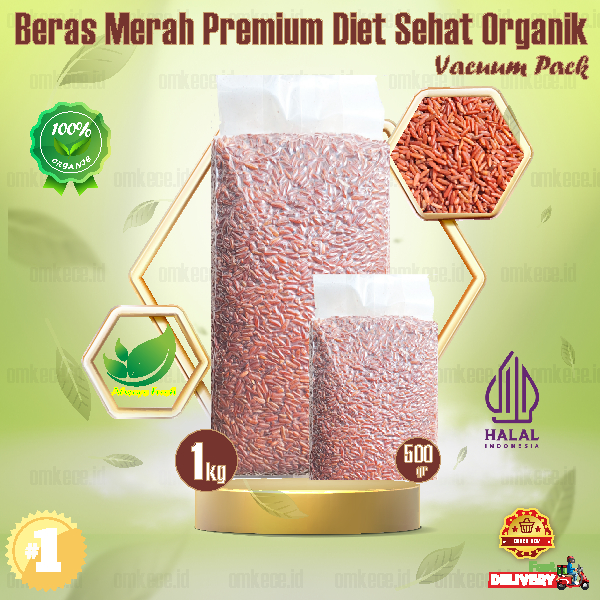

Beras Merah PREMIUM Diabetes Sehat Organik Vacuum Berat Badan Diet Kolesterol Rendah Gula Jantung Organic Sosoh