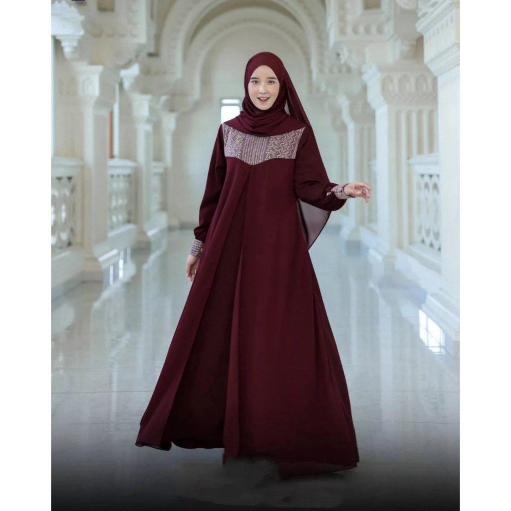 Khalisa Dress Gamis Dress Muslim Brokat Wanita Kekinian Terbaru 2025 Dress Pesta Kondangan Mewah Ele