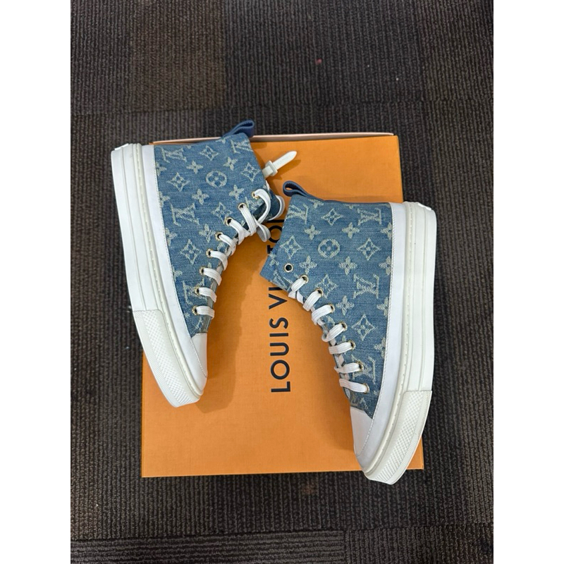 sepatu louis vuitton denim monogram hightop