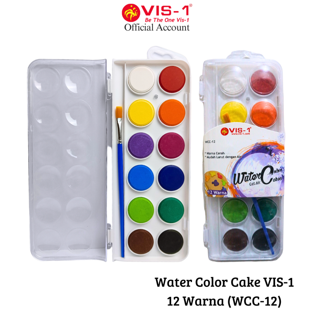 

VIS-1 - Water Color Cakes 12 Warna / Watercolor Paint Cake / Cat Air Cat warna WCC-12