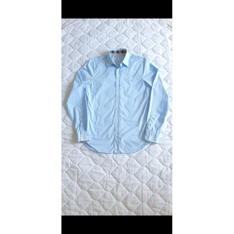 Burberry brit blue pale stretch cotton long sleeve shirt original / baju kemeja lengan panjang forma