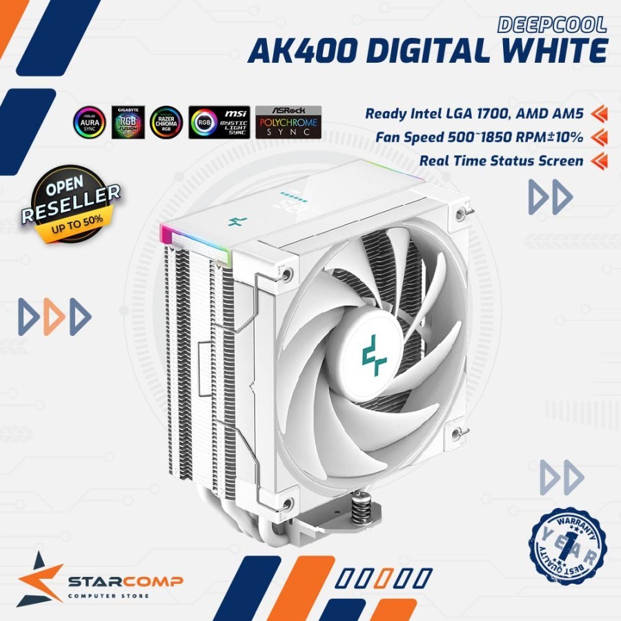 Deepcool AK400 DIGITAL WHITE Heatsink CPU Cooler