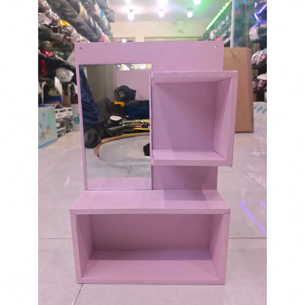 RAK KOSMETIK GANTUNG / MEJA RIAS GANTUNG FREE KACA WARNA PINK