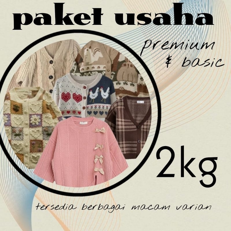VNLY. YOO, paket usaha harga grosir rajut dan kaos berat 2 kg, isi 6-10pcs, rajut premium, rajut bas
