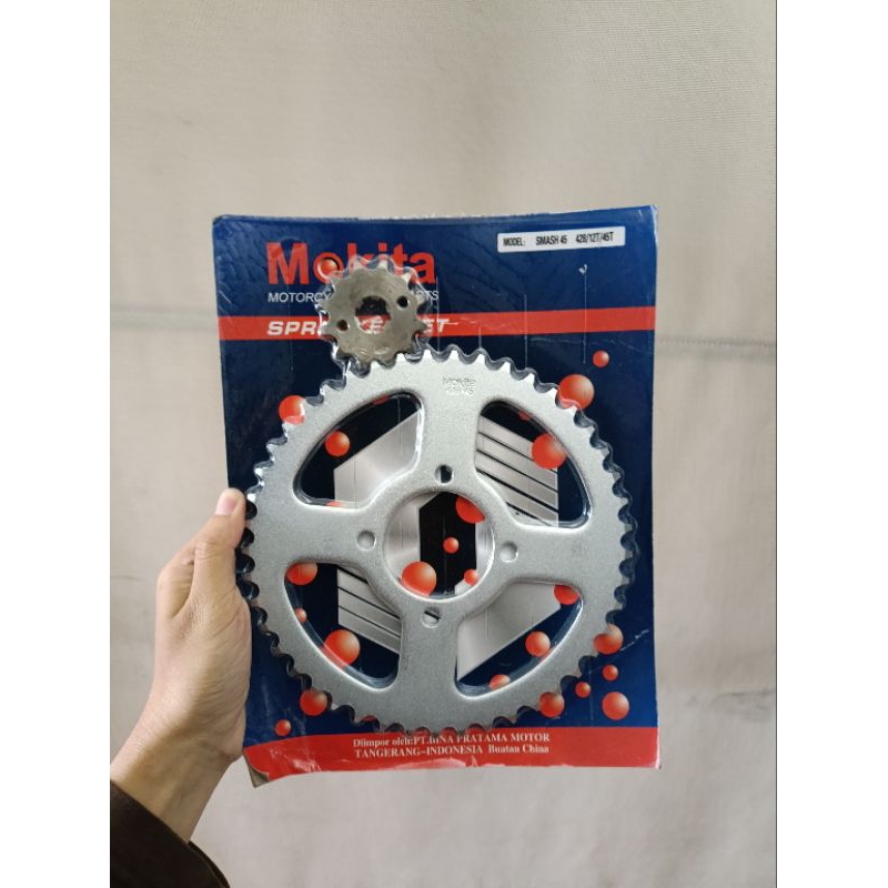 GEAR BELAKANG SMASH 45T/12T MOKITA GEAR BELAKANG+BONUS GEAR DEPAN MOTOR SMASH