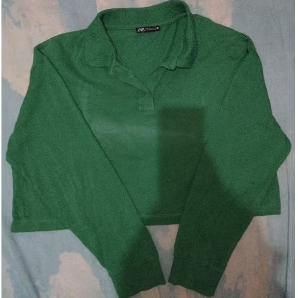 Kaos Kerah Crop Panjang Zara