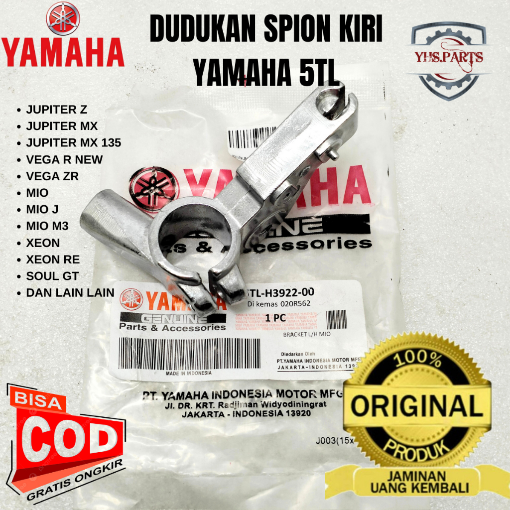 ASLI ORIGINAL DUDUKAN SPION KIRI YAMAHA 5TL JUPITER Z MX 135 VEGA R NEW ZR MIO J M3 XEON RE SOUL GT