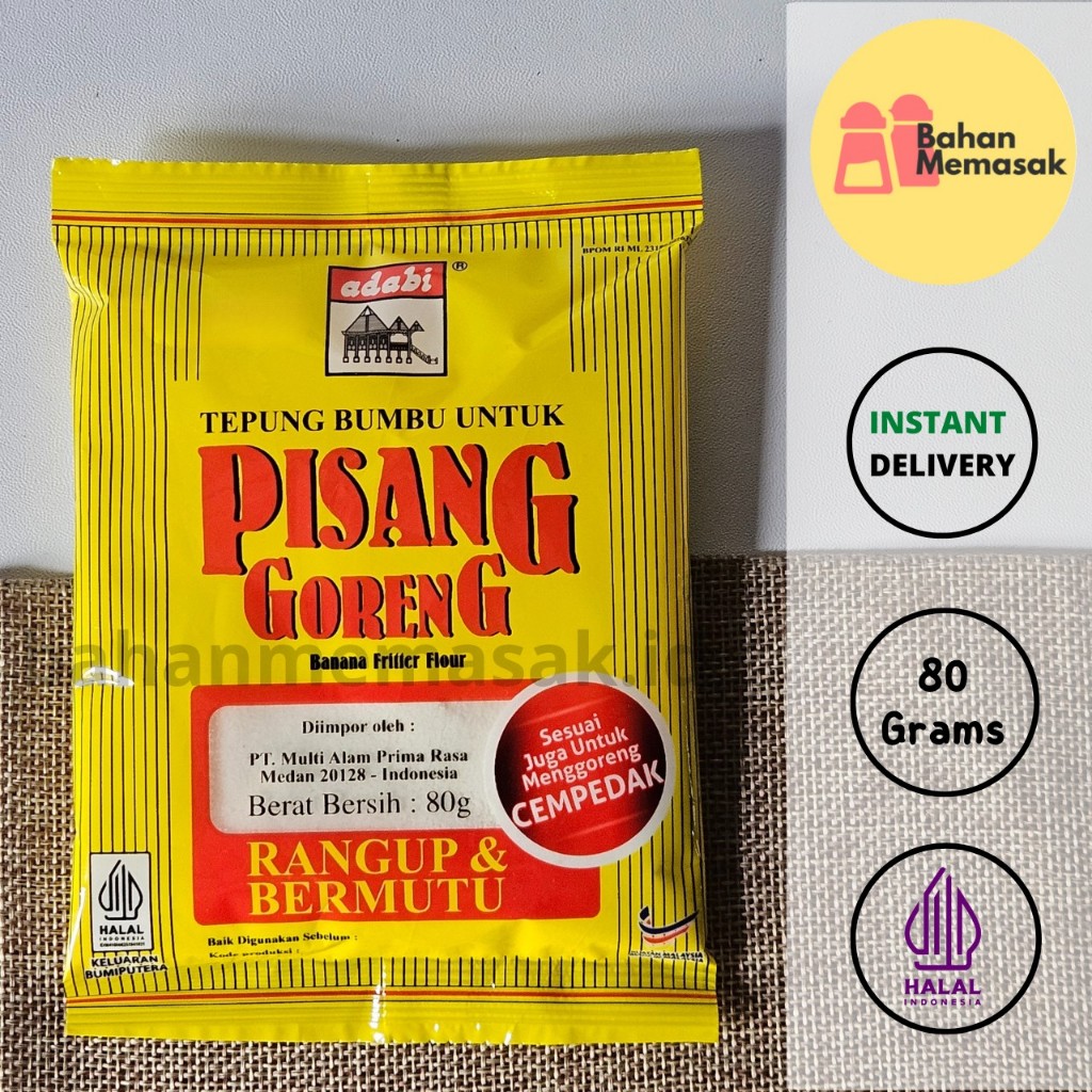 

Adabi Tepung Bumbu untuk Pisang Goreng Banana Fritter Flour 80 gr/ Tepung Pisang Goreng HALAL