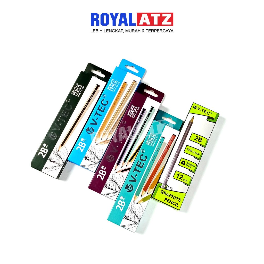 

Pensil Kayu / Pencil 2B Graphite Pencil V-Tec Per Pack Isi 12 Pensil