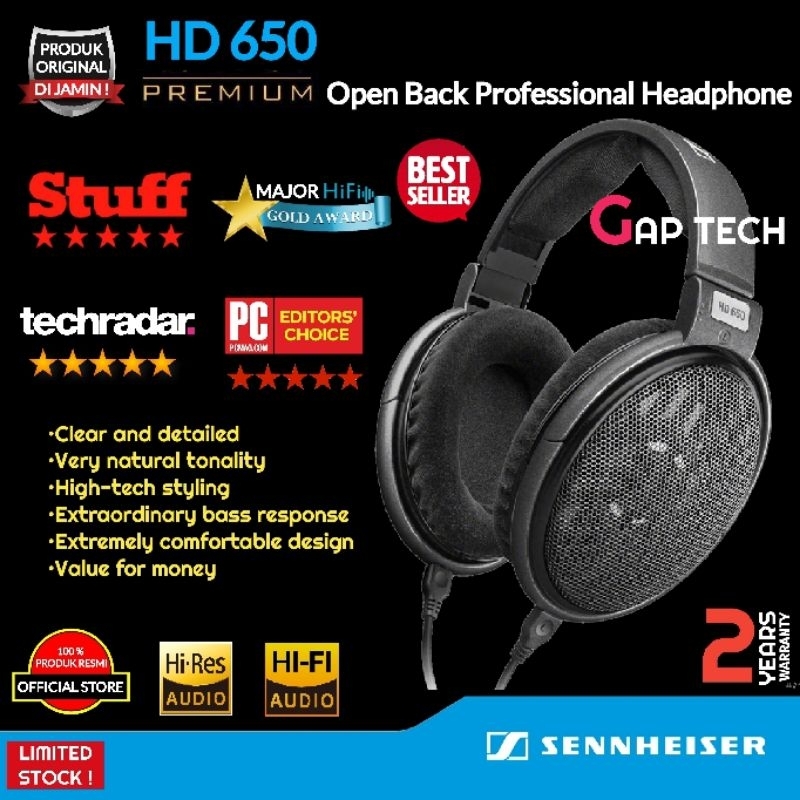 Sennheiser HD 650 / HD-650 Open Back High Quality Headphone Original