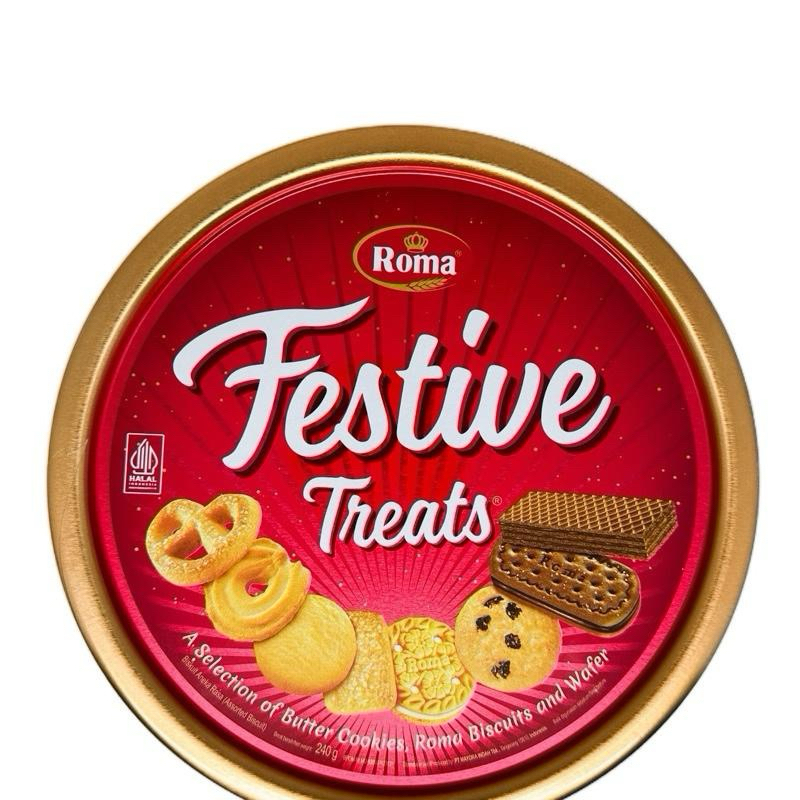 

FESTIVE TREATS ROMA BUTTER COOKIES, BISKUIT AND WAFER 240GR Cemilan Gurih Manis